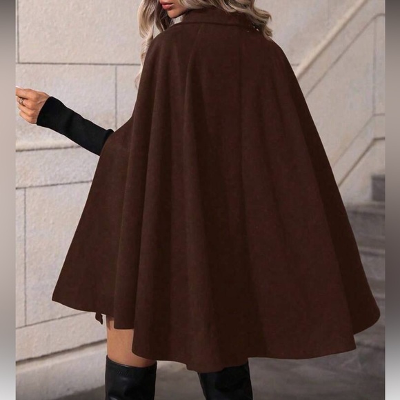 Luxe classic button up double breasted cape jacket - Picture 3 of 16